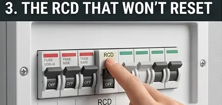 Hand resetting a switch on a UK consumer unit